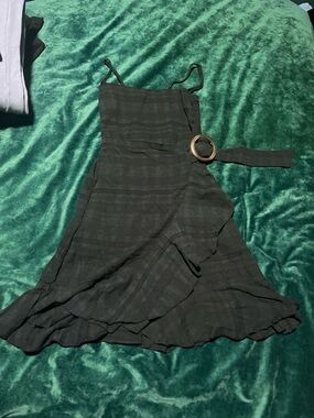 Black Sleeveless Ruffle Hem Dress with Belt